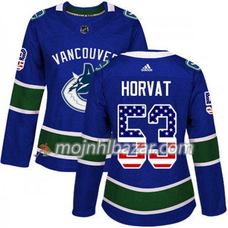 Dresovi Vancouver Canucks Bo Horvat 53 Adidas 2017-2018 Plava USA Flag Fashion Authentic - Ženska Dresovi Vancouver Canucks Bo Horvat 53 Adidas 2017-2018 Plava USA Flag Fashion Authentic - Ženska